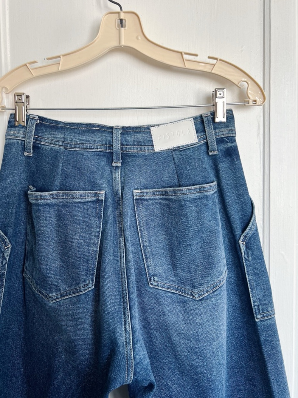 Pistola • Penny Utility High Rise Wide Leg jeans in Camden blue stretch curvy - Picture 10 of 11